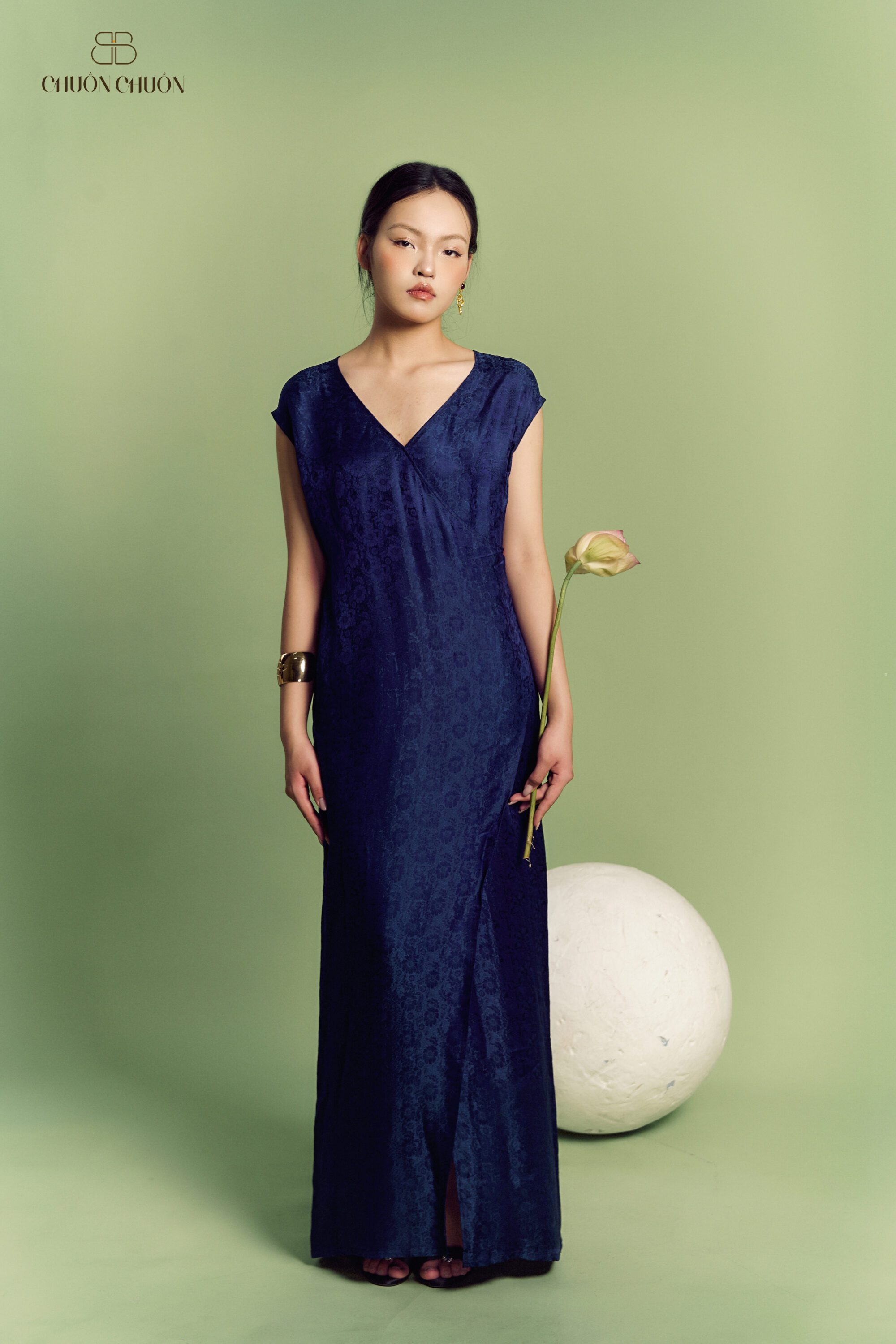 Emerald Leaf silk Dress